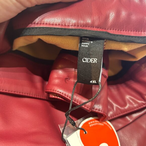 Cider Curve Red Vegan Leather Pants • Women’s 4XL • Wide Leg‎ High Rise • NWT - Picture 6 of 7